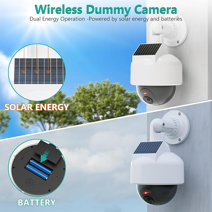 WALI Solar Fake Security Camera, Wireless Dummy Dome Camera Simulated - Image 2