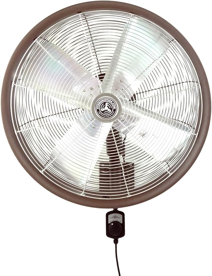 HydroMist Oscillating Wall Mounted Outdoor-Rated Fan, 3-Speed Control on Cord by HydroMist