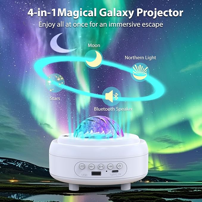 HUMIIEYE Galaxy Projector with Bluetooth Speaker, Night Light Star Projector - Image 2