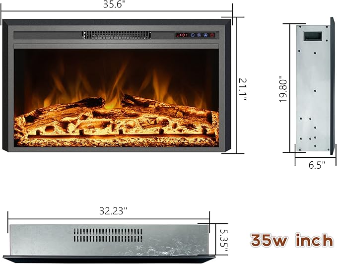 Electric Fireplace, Electric Fireplace Inserts, Recessed Fireplace Heater - Image 6