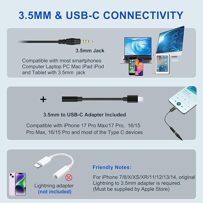 Callez Wired Computer Headset, 3.5mm Cell Phone Headset - Image 3