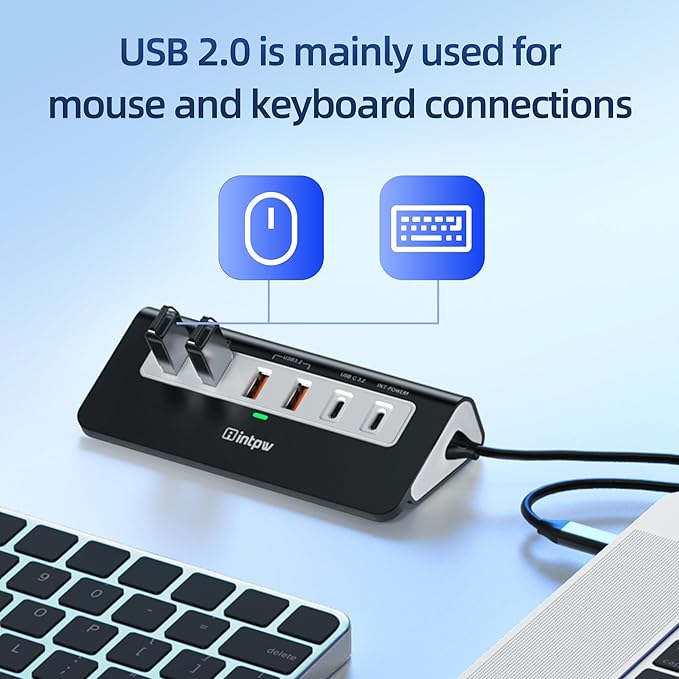 intpw P9 PRO USB C Hub 10Gbps, 9-in-1 USB C Docking Station 3.28FT - Image 3