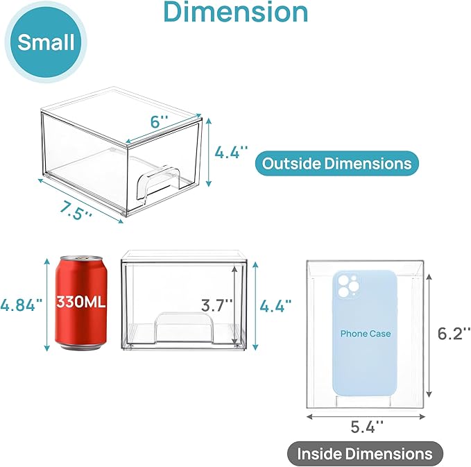 Vtopmart 12 Pack Small Clear Stackable Storage Drawers, Acrylic Bathroom Makeup - Image 2