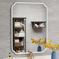White Bathroom Vanity Mirror for Over Sink 30" x 40" Modern Rounded Corner by FerytangeHome