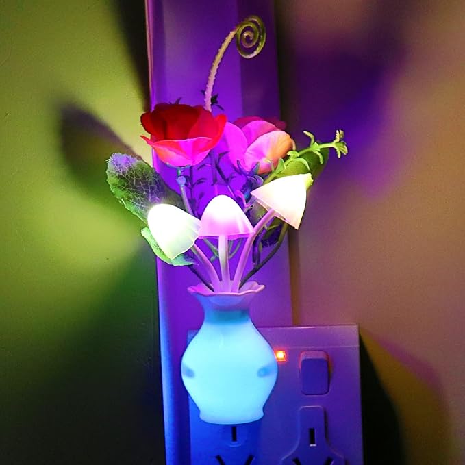 AUSAYE 3Pack Sensor Night Light Plug in Rose Flower Light, Energy Saving Lamp - Image 7
