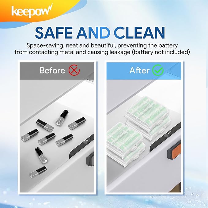 KEEPOW 9 Pcs AA/AAA Battery Storage Case Holder Box - Image 2