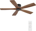 WINGBO 54" Flush Mount DC Ceiling Fans without Lights, 5 Carved Solid Wood by HomePage