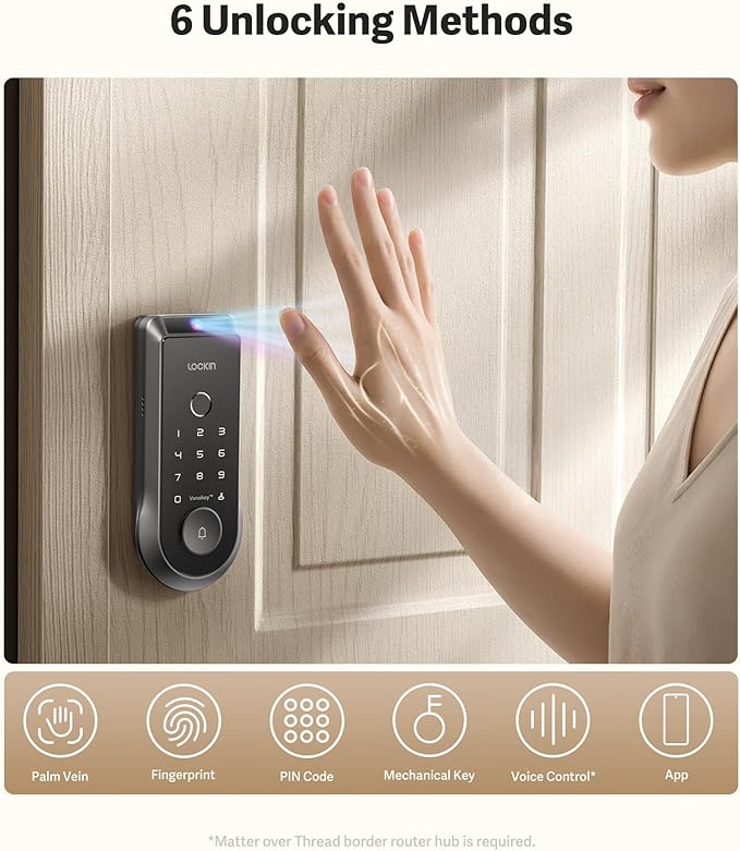 Lockin Veno Smart Lock, Palm Vein Recognition, Built-in Wi‑Fi, Palm Vein & - Image 5
