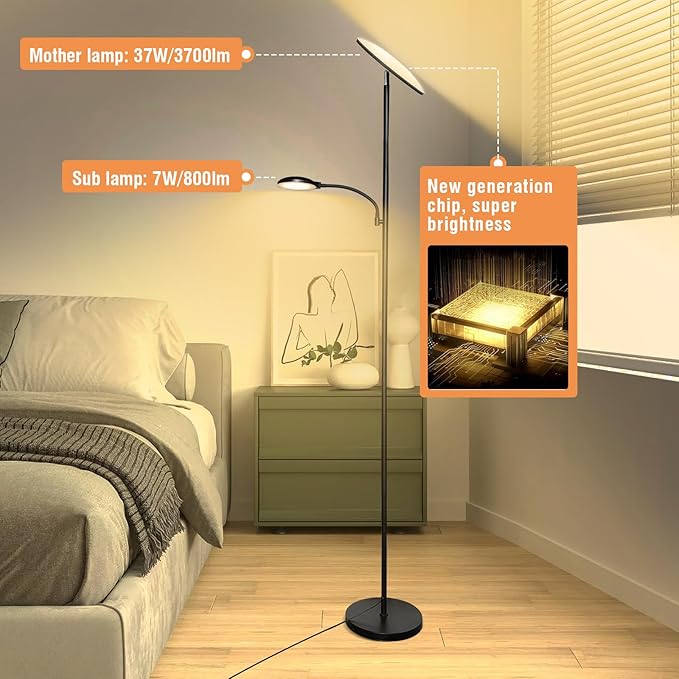 marctronic Floor Lamps for Living Room, 44W/4500LM Super Bright 2 in 1 LED - Image 2