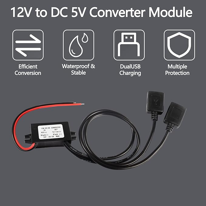 MEIRIYFA 12V to 5V USB Converter DC 12V to Dual 5V 3A USB Buck Converter Module - Image 7
