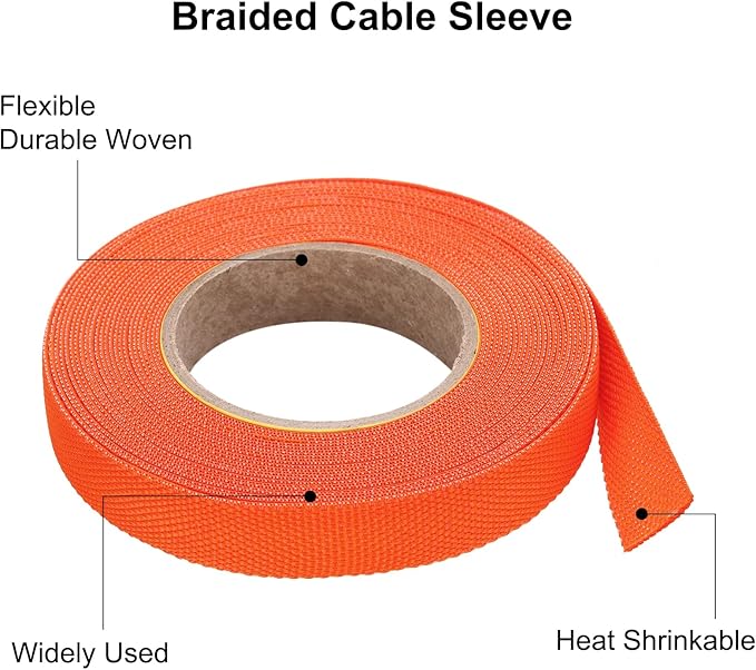 MECCANIXITY Braided Cable Sleeves Heat Shrinkable Fabric Sleeving, 3/8" 26ft - Image 4