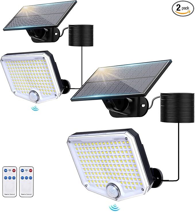 JumJam 153 LED Solar Wall Lights, 180°Beam Angle Solar Security Lights Outdoor by JumJam