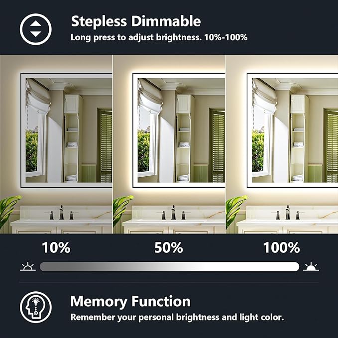 YEELAIT 60x38 Inch LED Bathroom Mirror - Image 4