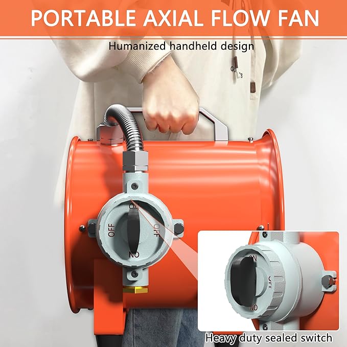 FICBXRA 10 Inch Explosion Proof Fan Portable Utility Blower Extractor Fan - Image 5