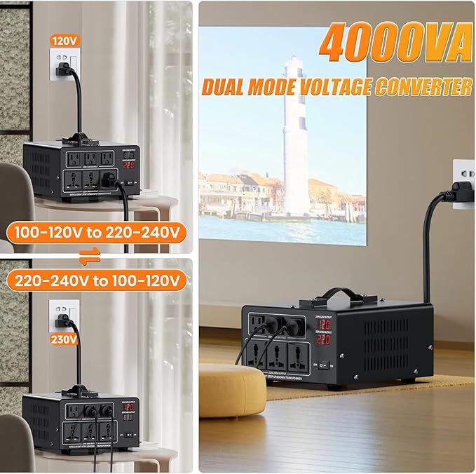 4000W Voltage Converter Transformer Step Up 110V/120V to220V/240V or Step Down - Image 2