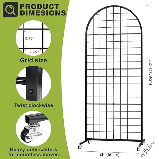 VGMiu Grid Wall Panel 2PCS Display Stand 2' x 5.2' FT Black Grid Wall Panels - Image 2