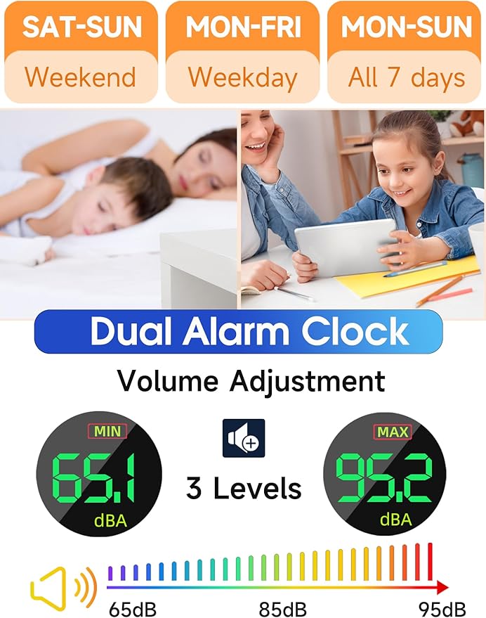 Cadmos Loud Alarm Clock for Heavy Sleepers Adults, Digital Desk Clock - Image 5