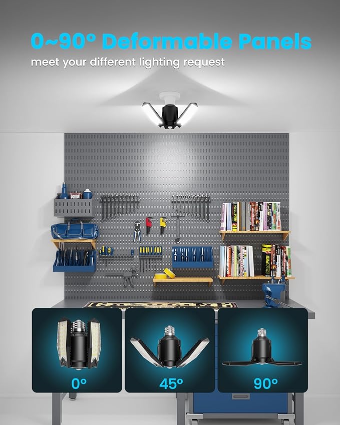 Kryoza Motion Sensor Garage Lights 8000LM, Deformable Motion Activated LED - Image 6