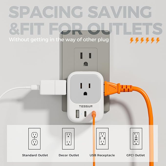 USB Wall Charger, TESSAN Outlet Splitter - Image 4