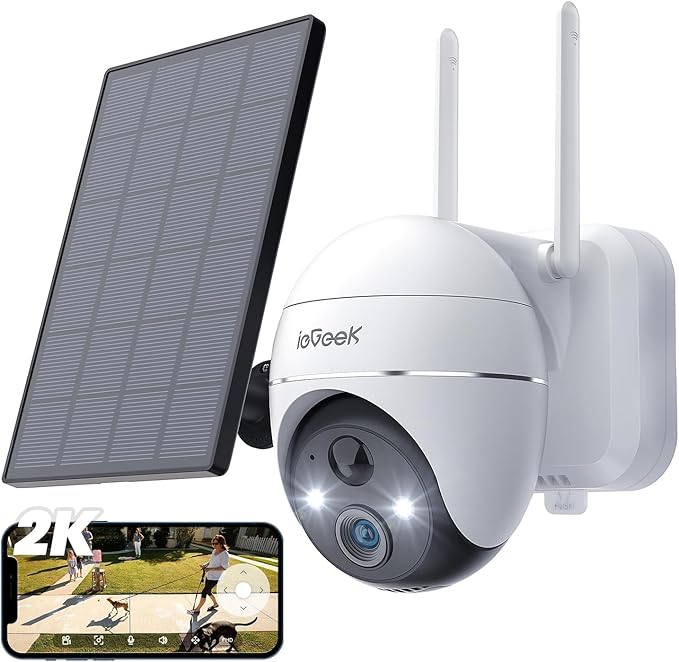 ieGeek Security Camera Outdoor, 2K Wireless WiFi 360°PTZ Camera, Solar Battery by ieGeek