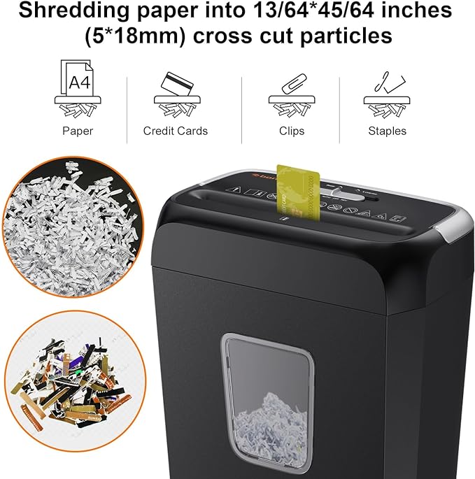 Bonsaii Paper Shredder, 3.4 Gals Wastebasket, 5-6 Sheet Crosscut Shredder - Image 3
