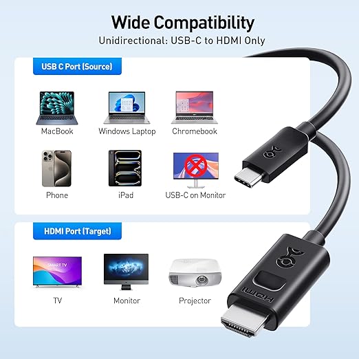 Cable Matters Unidirectional USB C to HDMI 2.1 Cable - 15ft - Image 6