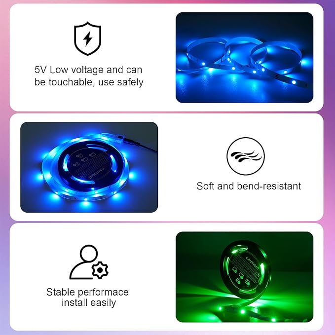 Timelux TV LED Backlights, 10ft LED Strip Lights Behind TV USB Operated Color - Image 2