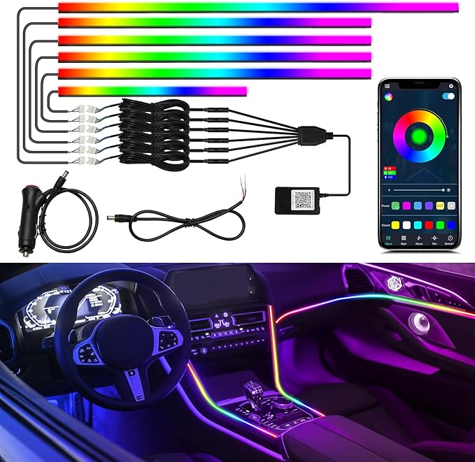 Dreamcolor Interior Car Lights, WEBUPAR Car Accessories 6 in 1 Car LED Strip by WEBUPAR
