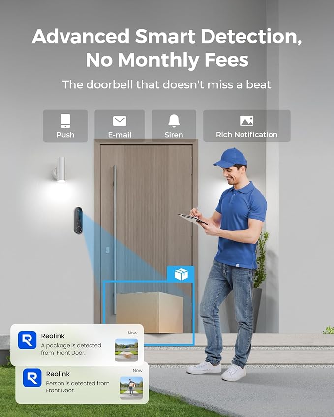 REOLINK 2K Battery Video Doorbell Camera, 150°x150° Head-to-Toe View, 2.4/5 GHz - Image 3