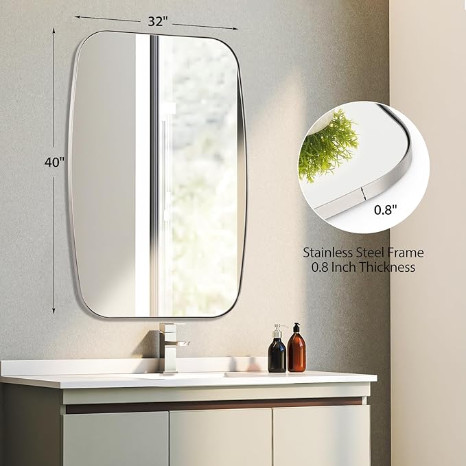 Brushed Nickel Bathroom Mirror, Living Room - Image 4
