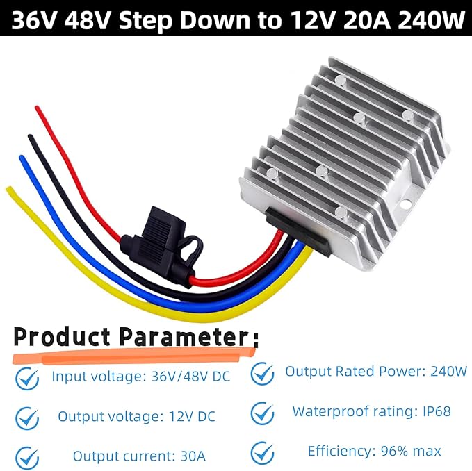 48V to 12V Converter Golf Cart Voltage Regulator Reducer Transformer Waterproof - Image 2