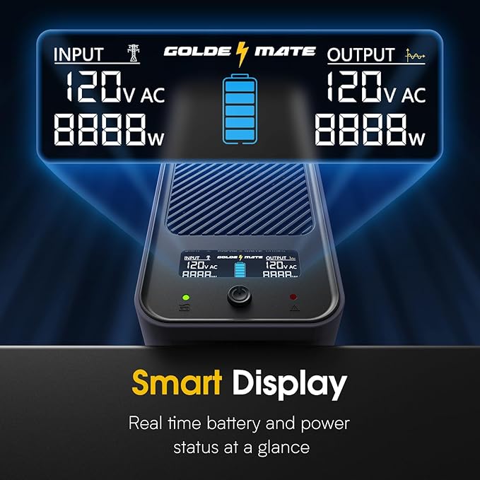 GOLDENMATE 1000VA/800W Lithium UPS Battery Backup & Surge Protector, Backup - Image 4