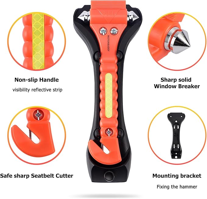 MOTORBUDDY 4-Pack Emergency Escape Hammer Seat Belt Cutter, Auto Car Safety - Image 3