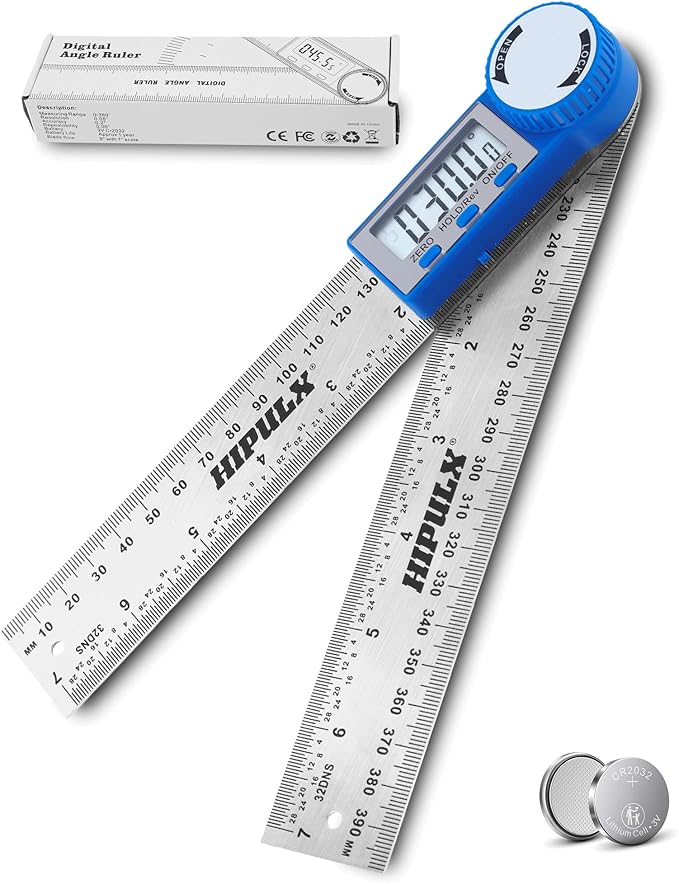 HIPULX Digital Angle Finder Ruler, 7 Inch 2-in-1 Stainless Steel Angle Finder by HIPULX