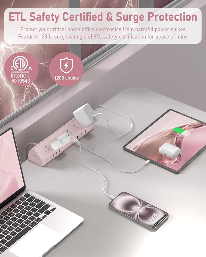 Jgstkcity Desk Clamp Power Strip, 65W Fast Charging Station, 4 USB-C, 4 USB-A - Image 3