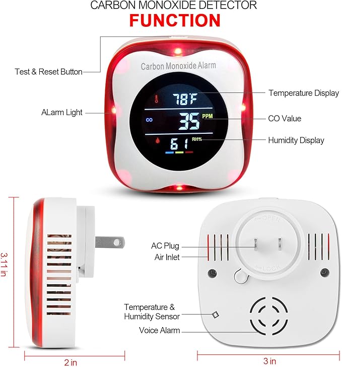 Vzmcov Plug-in Carbon Monoxide Detector - Image 7
