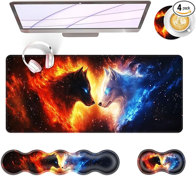 BFUKVOU Large Keyboard Mouse Pad Set, Extended Mouse Pad+Keyboard Wrist Rest by Unknown