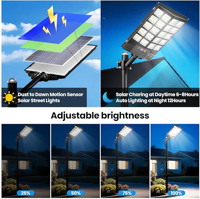 2 Pack 16" Large Solar Street Lights Outdoor Waterproof - Image 6