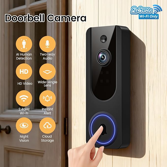 VanaOrbi 1080p WiFi Video Doorbell Camera Wireless, Battery Powered, AI Human - Image 2