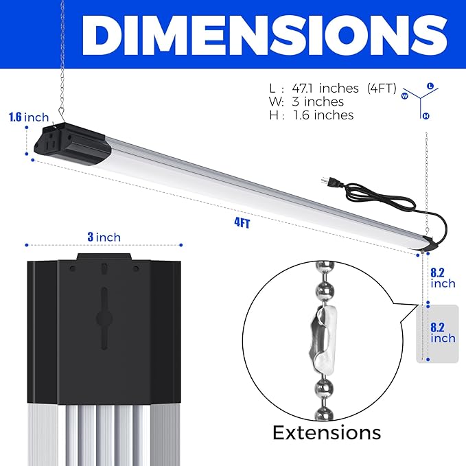 Barrina BS84 LED Shop Light for Garage, 5000K Linkable Light Fixture for - Image 7
