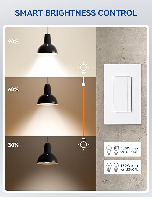 ELEGRP Single Pole Smart Dimmer Light Switch DPR10, 2.4GHz Wi-Fi Dimmer Switch - Image 4
