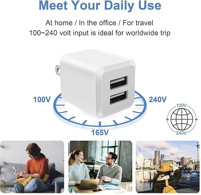 USB Wall Charger, Charger Block, Dual A Port Plug Cube, Power Adapter Charging - Image 6