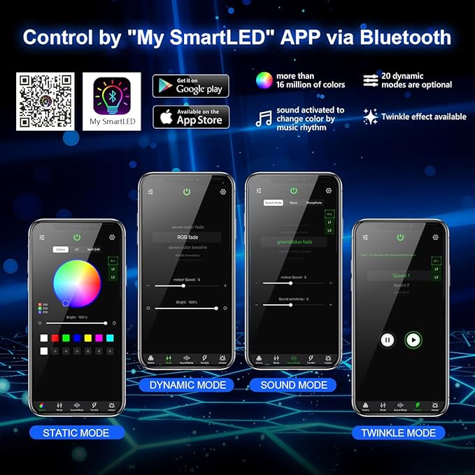 AMKI 16W Bluetooth Twinkle Fiber Optic Star Ceiling Lights Lamp Kit, LED RGBW - Image 4