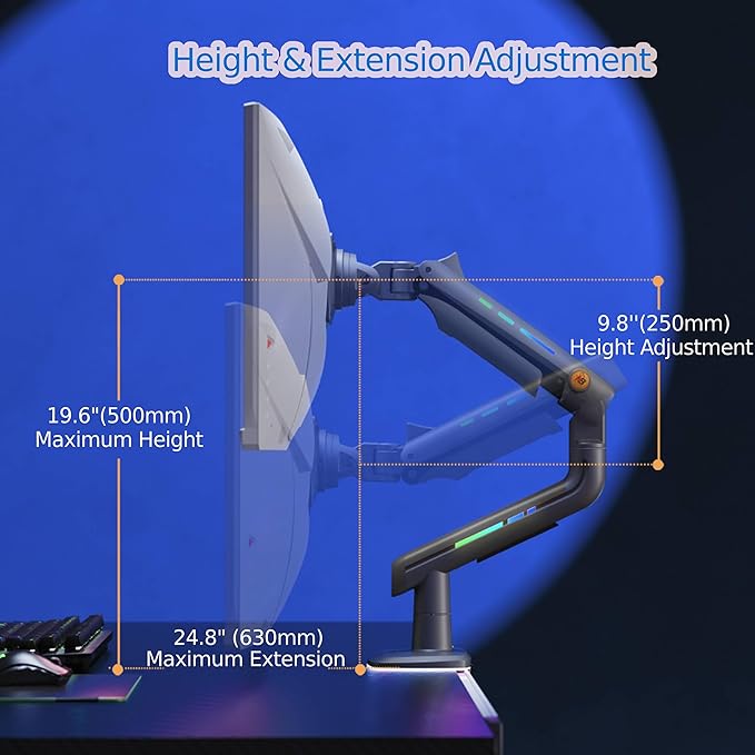 NB Gaming Monitor Arm or for 32 to 60 Inches Screen, Load up to 20 kg, VESA - Image 4