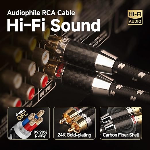 TODN Audiophile RCA Cables Stereo Shielded HiFi 2RCA Male to Male - Image 5