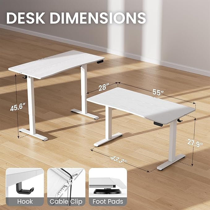 Veken 55 x 28 Inch Electric Standing Desk - Image 3
