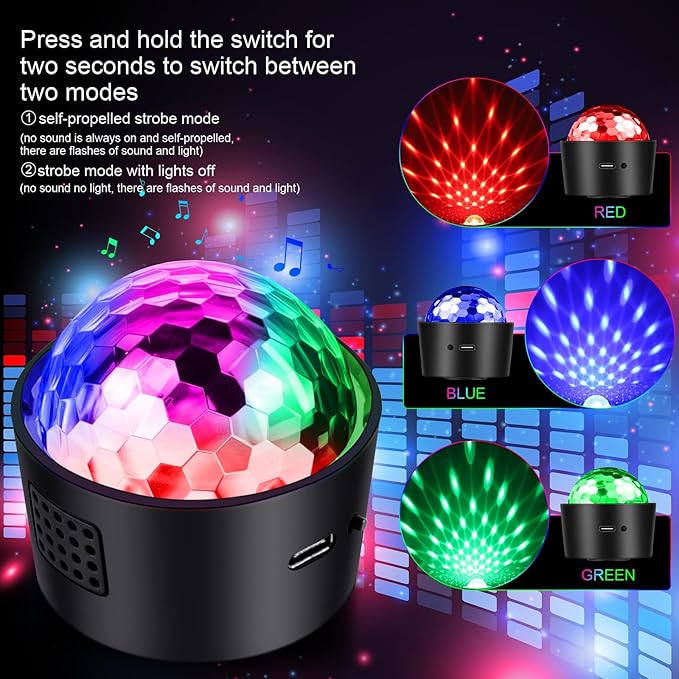 4-Pack Wiwreenm Mini Disco Ball Sound Activated Night Lights Projector - Image 2