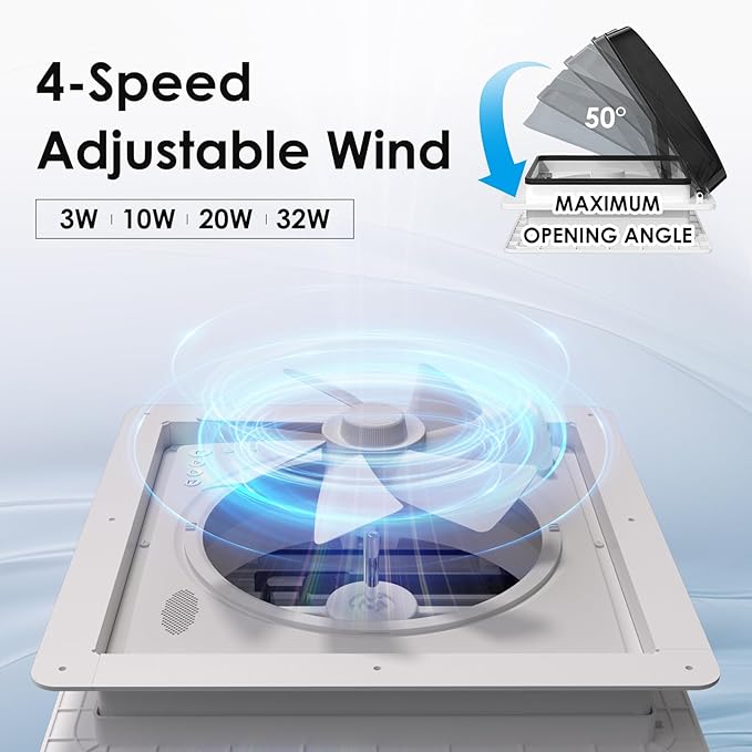 2012 14" RV Roof Vent Fan with Voice Control & 4-Color LED Light, Air Max Ultra - Image 9