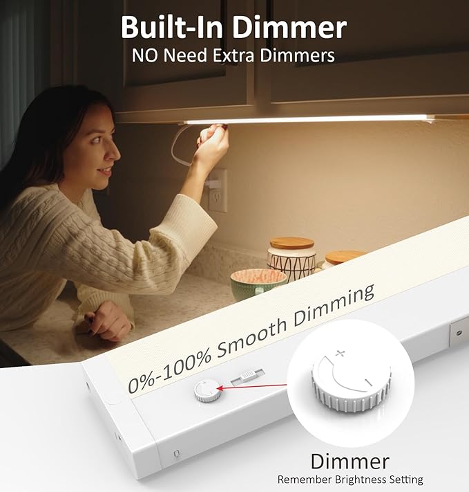 Leetdud Under Cabinet Lighting Plug in or Hardwired Built-in Dimmer, 12 Inch 6W - Image 2