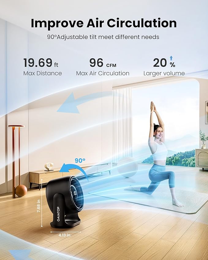 Gaiatop Desk Fan with Touch Control, 4000mAh Battery, 5 Speeds Ultra Quiet - Image 8